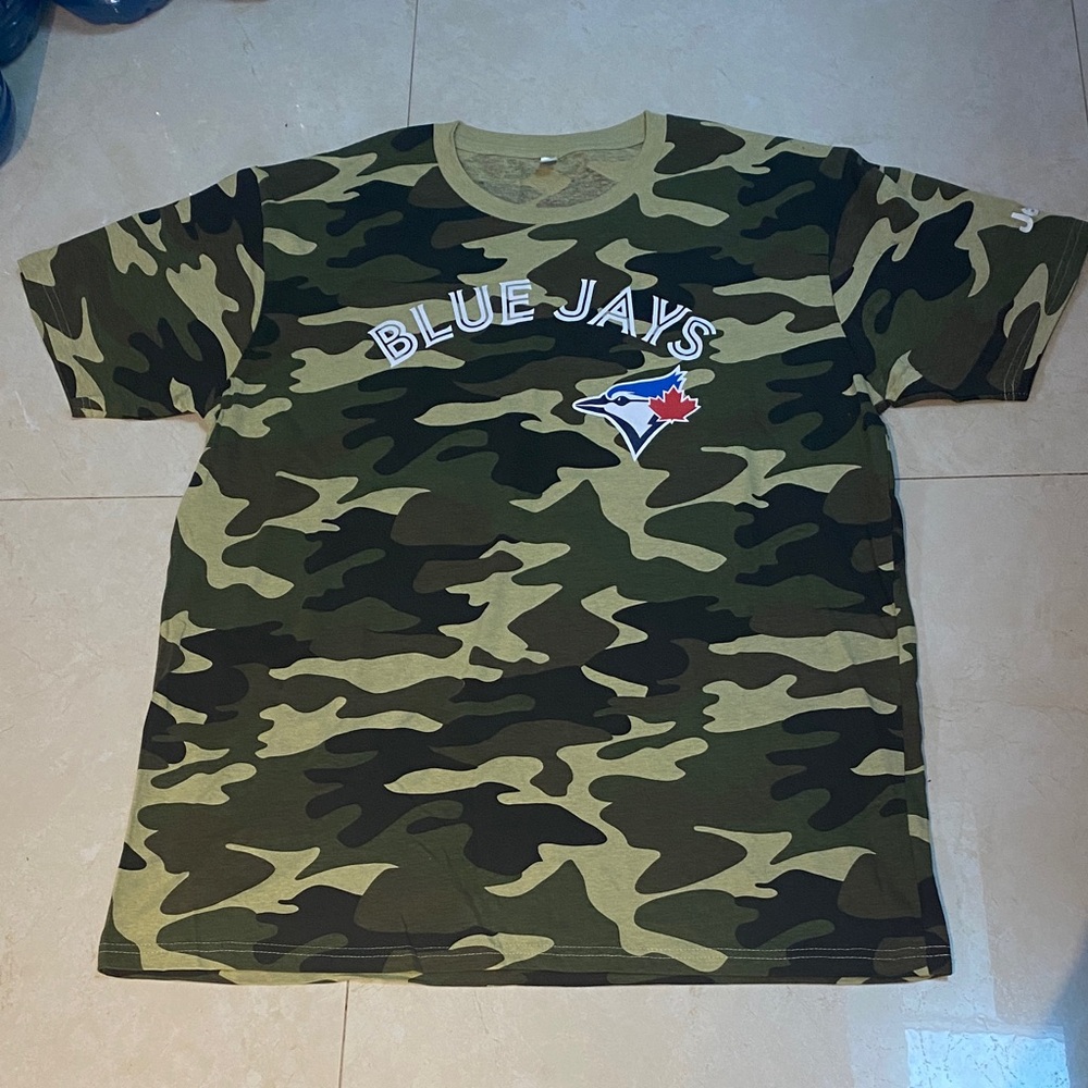 Jeep X Toronto Blue Jays Chris Bassitt Camo Giveaway Shirt XL Never Worn!